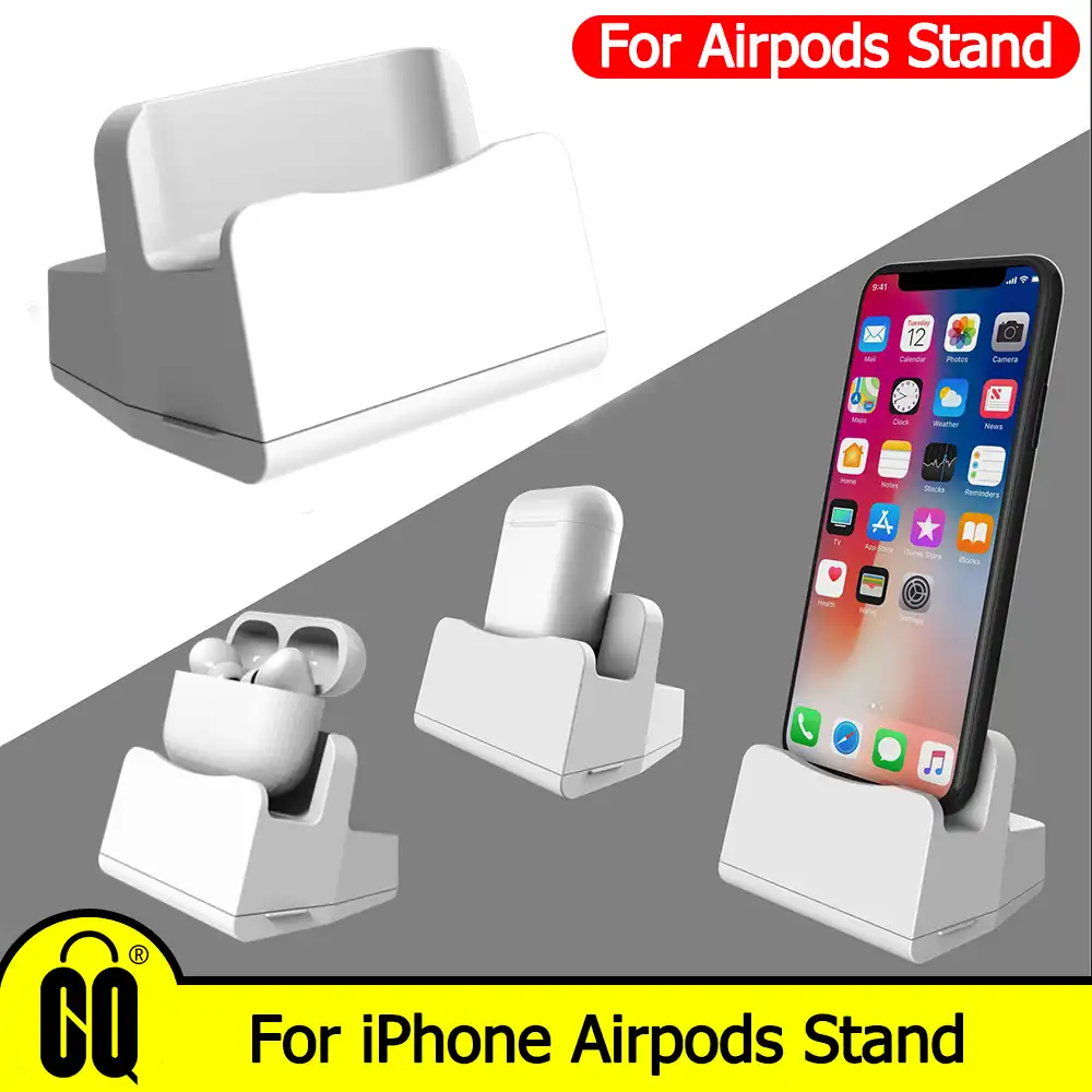 2 In 1 Tws Charging Case Dock Desktop Table Holder Stand Station Charger For Apple Airpods Tws For Iphone X 8 7 6 Xr Earphone Accessories Aliexpress