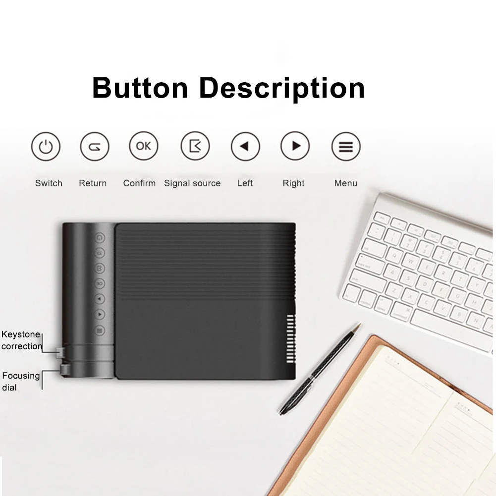 

Portable Video Projector Full HD 1080P Display Supported Outdoor Movie Projector 2400 Lux Compatible