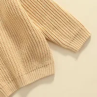 Baby Solid Color O-neck Sweater Winter, Unisex Baby Girl Boy Loose Fit Long Sleeve Knitted Pullover for Autumn, Winter 5