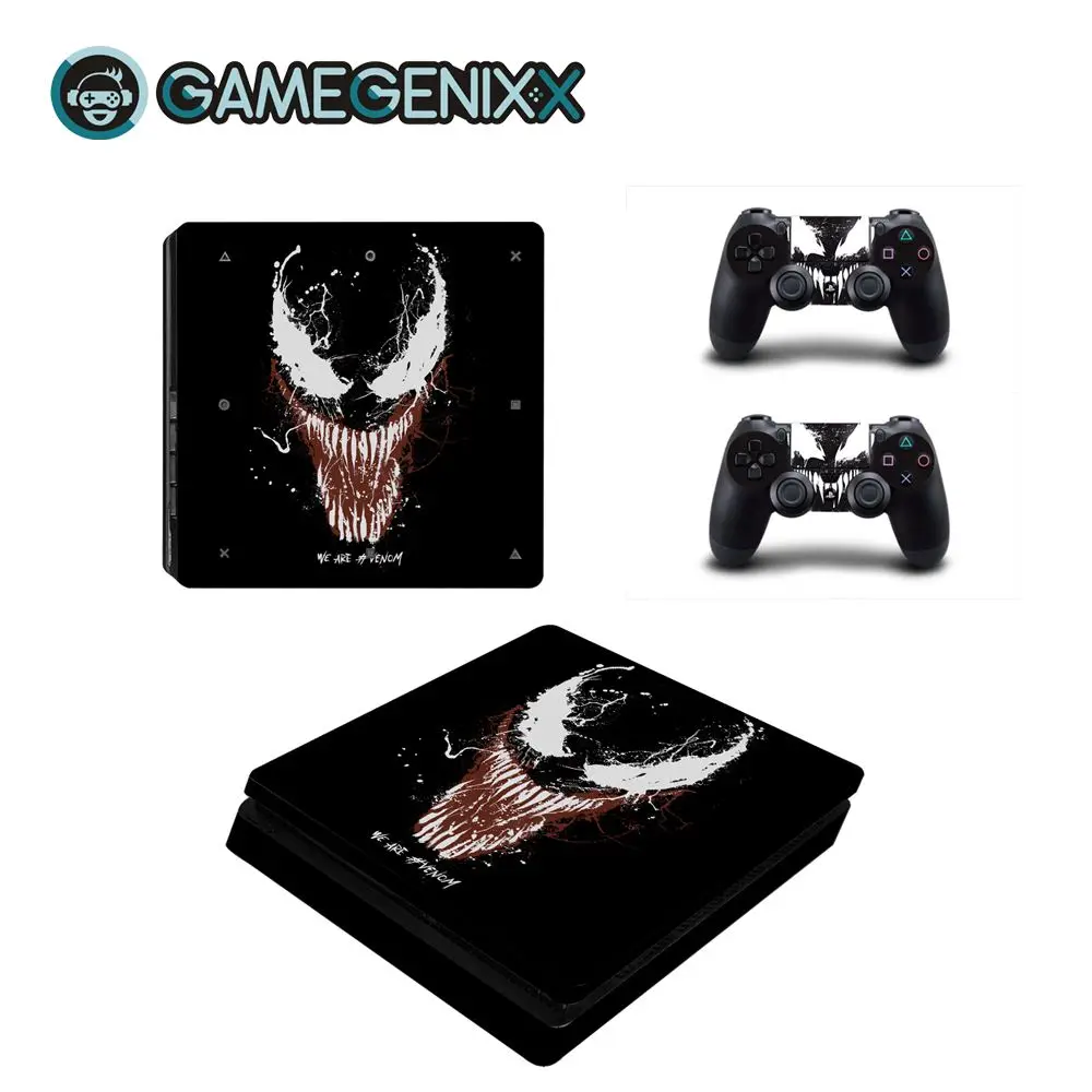 Venom GAMEGENIXX наклейка для кожи Защитная Наклейка Съемная крышка для PS4 Slim консоли и 2 контроллеров-Venom - Цвет: Venom