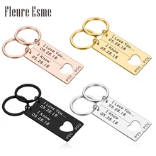 

Personalized Couple Heart Keychain Customized Date Name for Wedding Love Couples Girlfriend Boyfriends Key Chain Ring Gifts