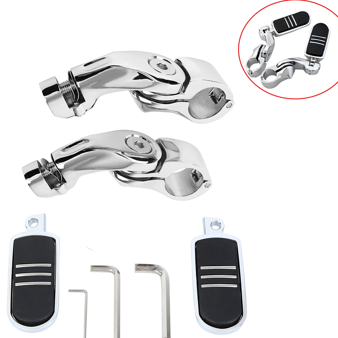 

Samger Motorcycle 32mm 1.25" Short Angled Highway Engine Guards Foot Pegs For Harley Touring