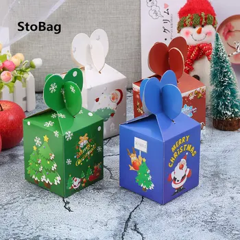 

StoBag 20pcs Merry Christmas Favor Party Gift Boxes DIY Handmade Candy Chocolate Biscuit Pzckage Paper Box Decorating Supplies