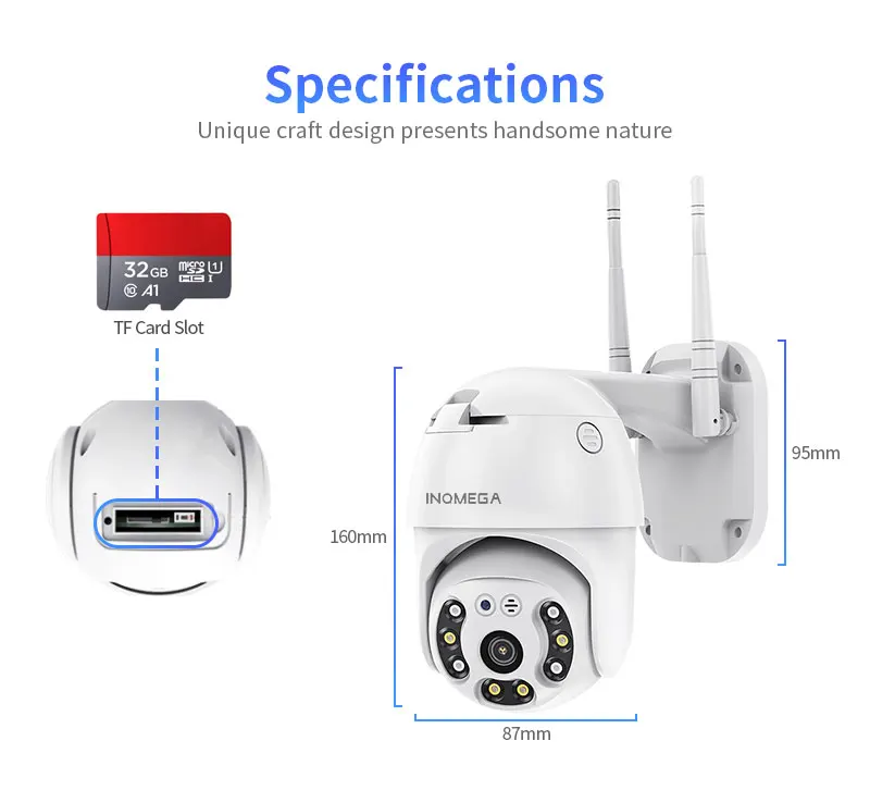 INQMEGA TUYA PTZ IP Камера на открытом воздухе Wi Fi 1080P и 3MP Беспроводной безопасности Cam