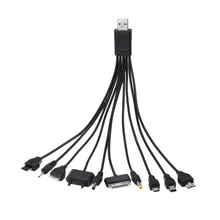 Universal Black 10 In 1 USB 2.0 Version Multi Charger Mobile Phone Cable Universal Male To Multi Plug Charger Cable for Samsung