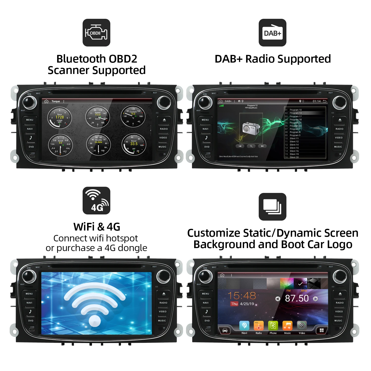 Bosion 2 din Android 10 автомобильный dvd плеер GPS Navi USB RDS SD WIFI BT SWC для Ford Mondeo Focus Galaxy Аудио