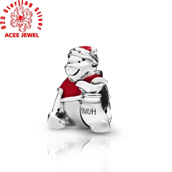 

Winter New 925 Sterling Silver Beads winnie the pooh Honey Pot Christmas Charms Pendant fit Original Bracelets Jewelry