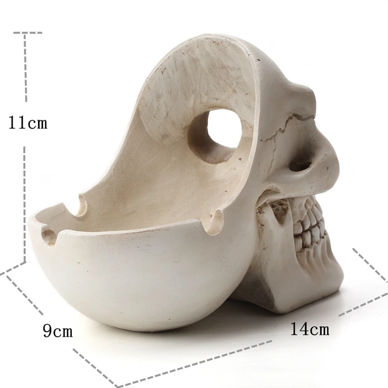 Cigarettes ashtray Skull ashtray tobacco ash box sculpture statue container decoration retro vintage skull home office bar ornament crafts man gift