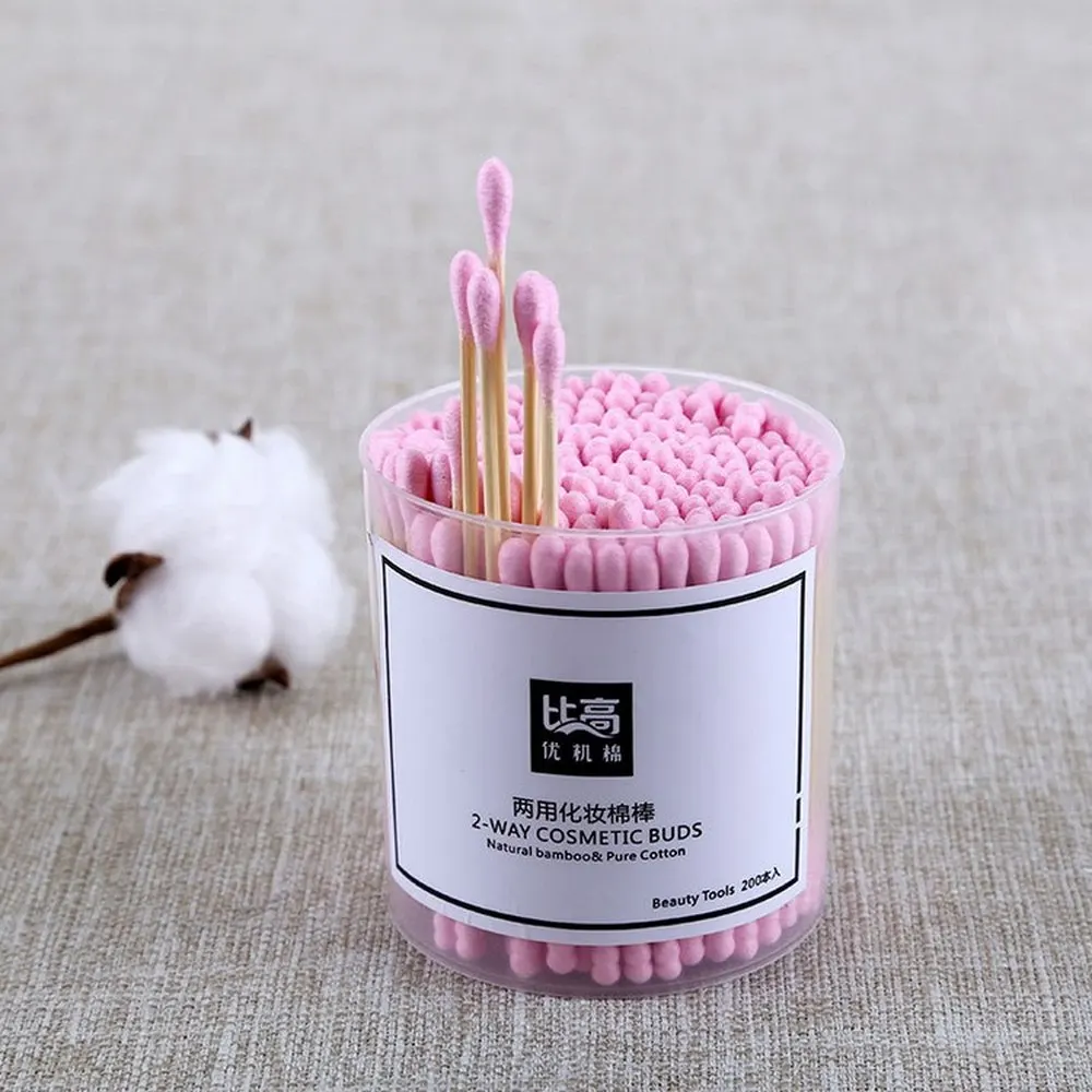 

200PCS Swab Sticks Bamboo Cotton Swab Wood Sticks Random Color Home Desktop Organizer Storage Soft Cotton Buds Cleaning Ears