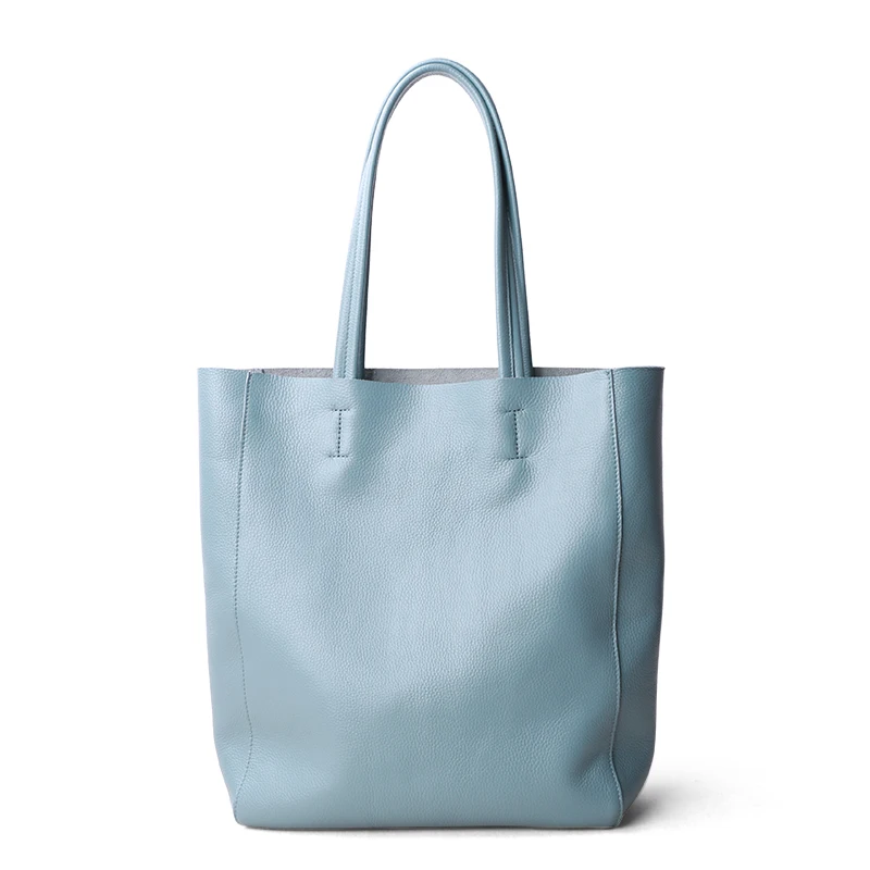 Женская Роскошная сумка, повседневная сумка-тоут, Женский светильник, синяя модная сумка на плечо, женская сумка из натуральной воловьей кожи, сумки для покупок на плечо - Цвет: light blue