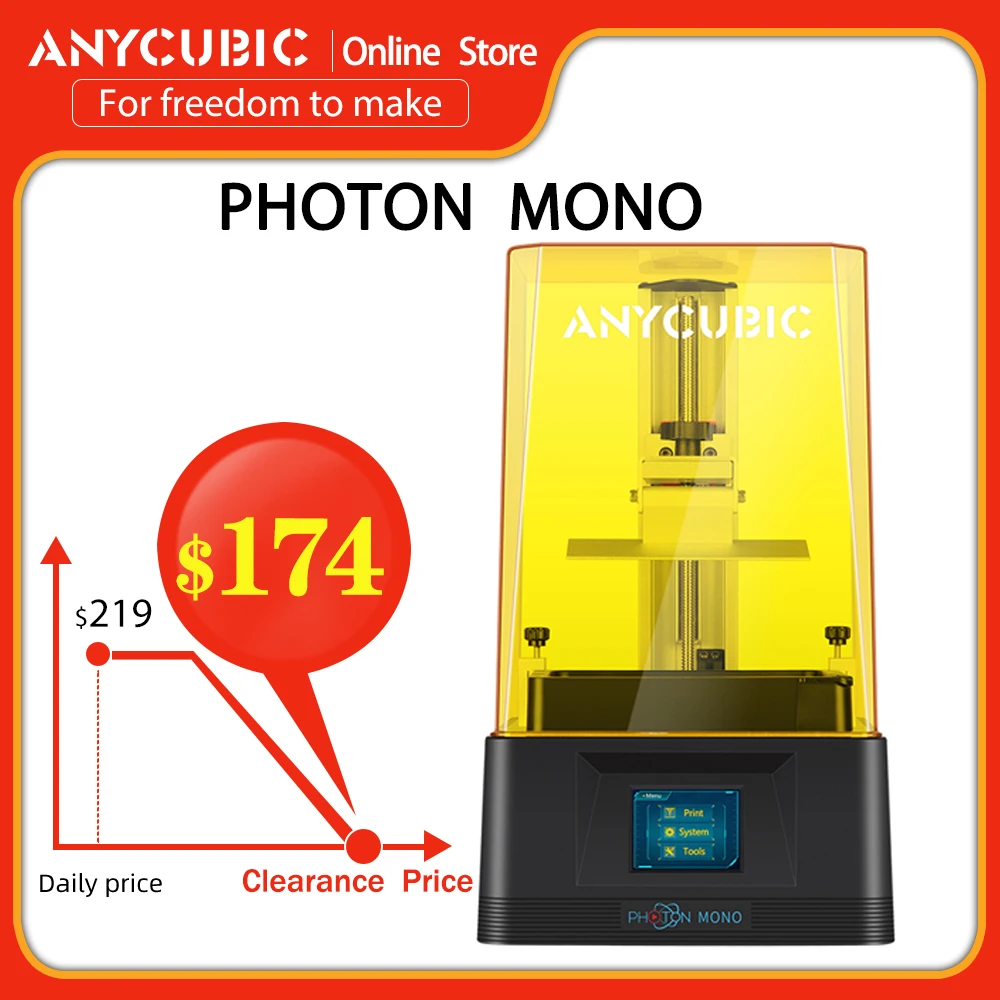 3D-принтер ANYCUBIC Photon mono высокоскоростной с ЖК-дисплеем и защитой от сгибания |