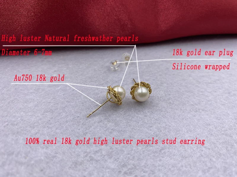18k gold natural pearl stud earring (10)