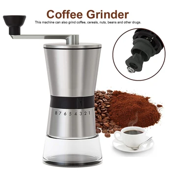 

Hot Sale Manual Manual Coffee Grinder Conical Ceramic Burr Portable Hand Crank Mill 304 Stainless Steel Quiet and Portable