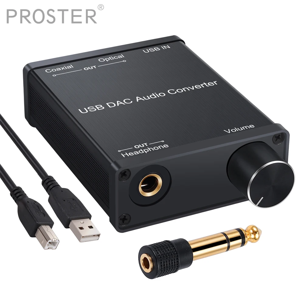 PROZOR USB DAC Audio Converter with Headphone Amplifier Coaxial S PDIF Converter Digital to Analog USB Audio Sound Card