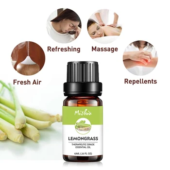 

Mishiu Lemongrass Essential Oil Massage Oil Patchouli Ginger Eucalyptus Jasmine Ylang Ylang Sandalwood Vanilla Home Air Care10ML