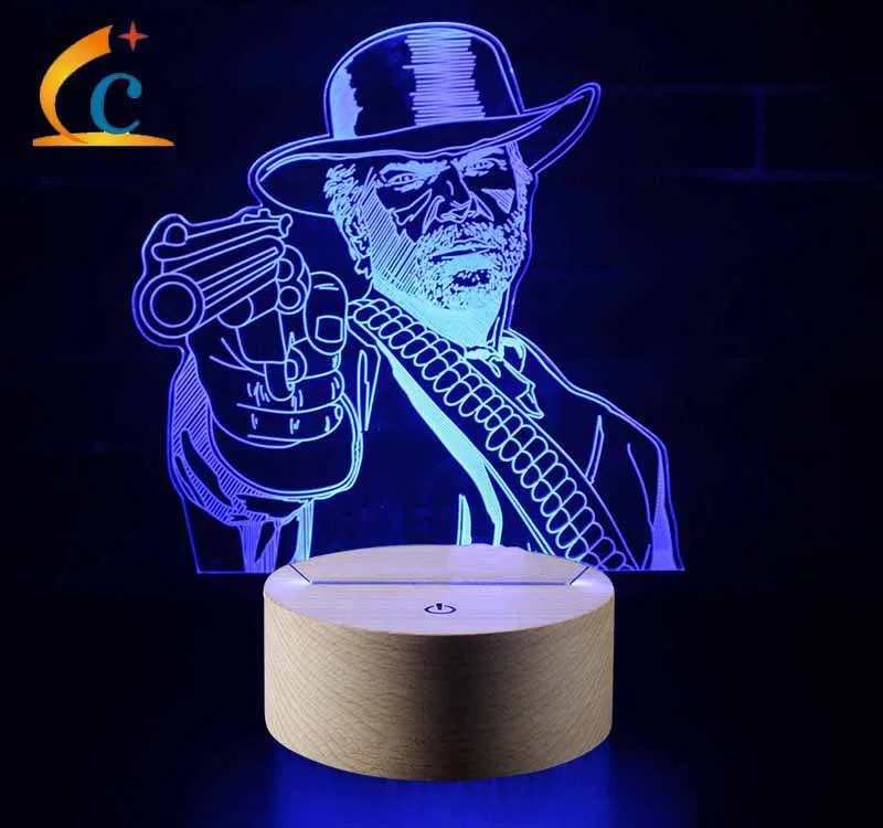 

Red Dead Redemption Series 3D Night Lamp LED Remote Control Colorful Touch Creative KT-C Lamp