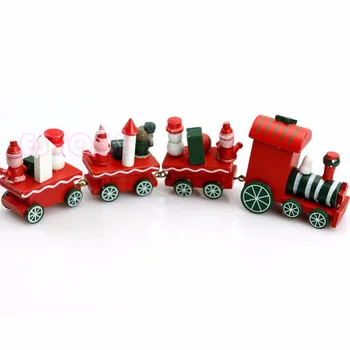 

1 PC Charming Lovely 4 Piece Wooden Christmas Santa Tree Train Toy for Kids