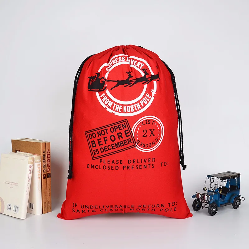 

B-Christmas Gift Bag Santa Sacks Candy Dragee Drawstring Bag Canvas Packaging Gift Bags Printed Jewelry Christmas Bag