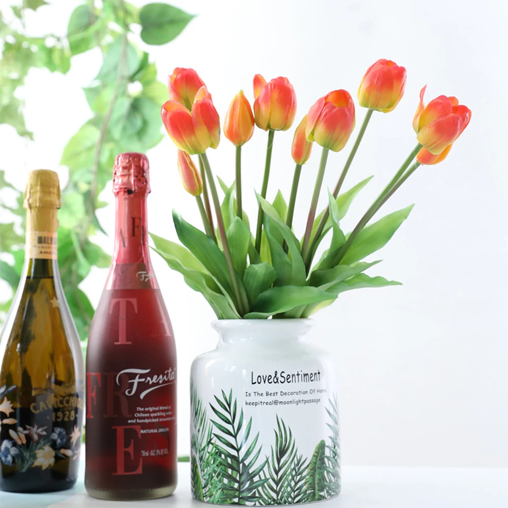 5Pcs bunch Artificial Tulips Flower For Home Wedding Decoration Bride Hand Flowers Real Touch Soft Silicone Tulip flores Decor 3