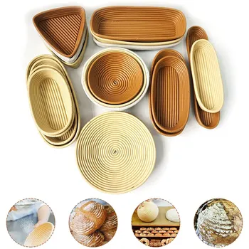 

Round Bread Fermentation Basket Natural Rattan Bread Basket For Rising Dough Or Decoration Baking Pastry Tool With Cover Cloth