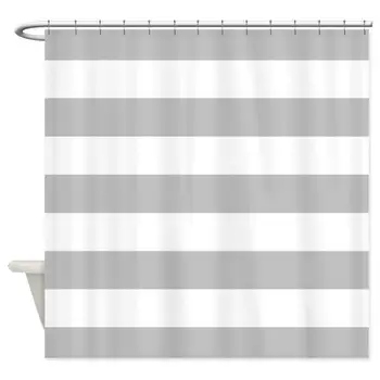 

Nautical Stripe Design Fabric Shower Curtain (Gray and White) Small Stall Size
