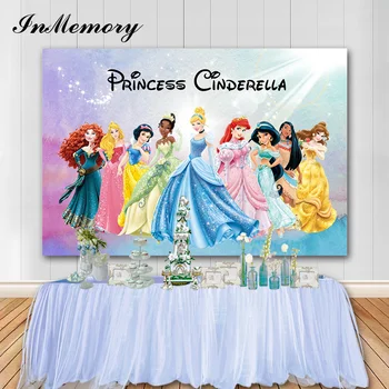 

InMemory Newborn Photography Props Kids 1st Birthday Party Photography Back drop Princess Party Photo Background Photocall 7x5ft