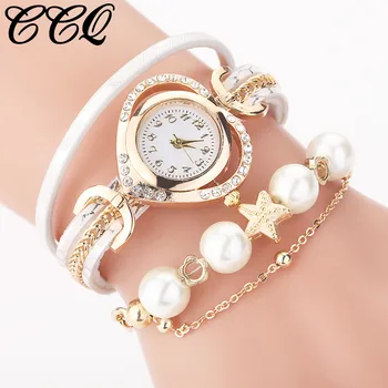 Ccq Ladies Elegant Wrist Watches Women Bracelet Rhinestones Analog Quartz Watch Women’s Crystal Small Dial Watch Reloj 533