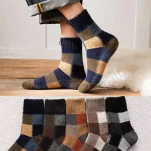 3 Pairs/Lot Winter Socks Men Wool Keep Warm Wool Socks Men Harajuku Retro Christmas Gift Socks For Man