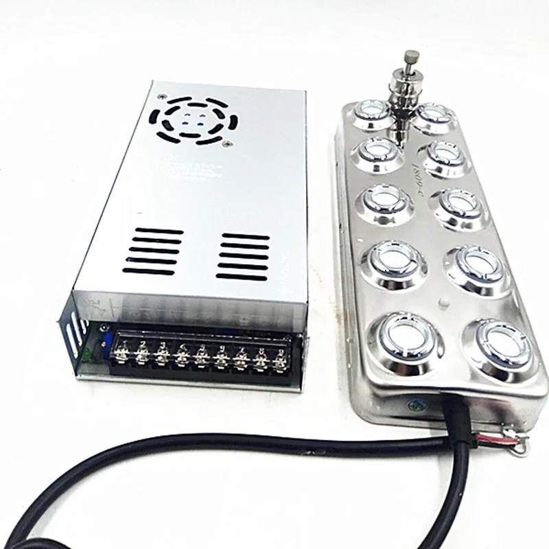 산업용 가습기 초음파 미스트 메이커, DC 48V 5000 ML/H 10 헤드 초음파 분무기, 110V 220V 전원 공급 장치 포함