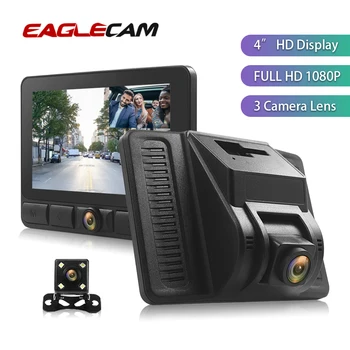 

Dash Camera Car DVR 3 Cameras Lens 4.0 Inch Dual Lens Screen With Rearview Auto Video Recorder Registrator Dvrs