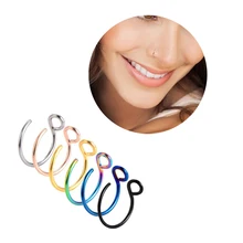 6 шт Поддельные Нос кольцо, 20 г поддельные пирсинг ювелирные изделия 8 мм поддельные нос кольцо обруч для искусственного губ перегородка кольцо в нос набор