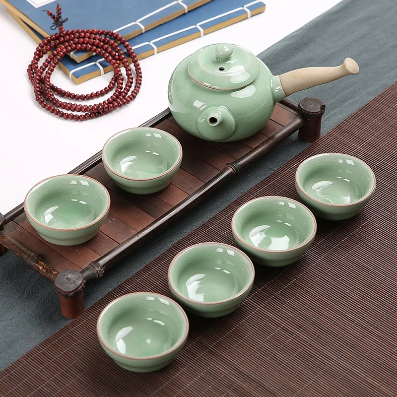 Семь чайных комплектов керамические чайные сервизы Китайский кунг-фу чайные наборы керамический чайник керамическая чашка для чая для дома или офиса G - Цвет: 10