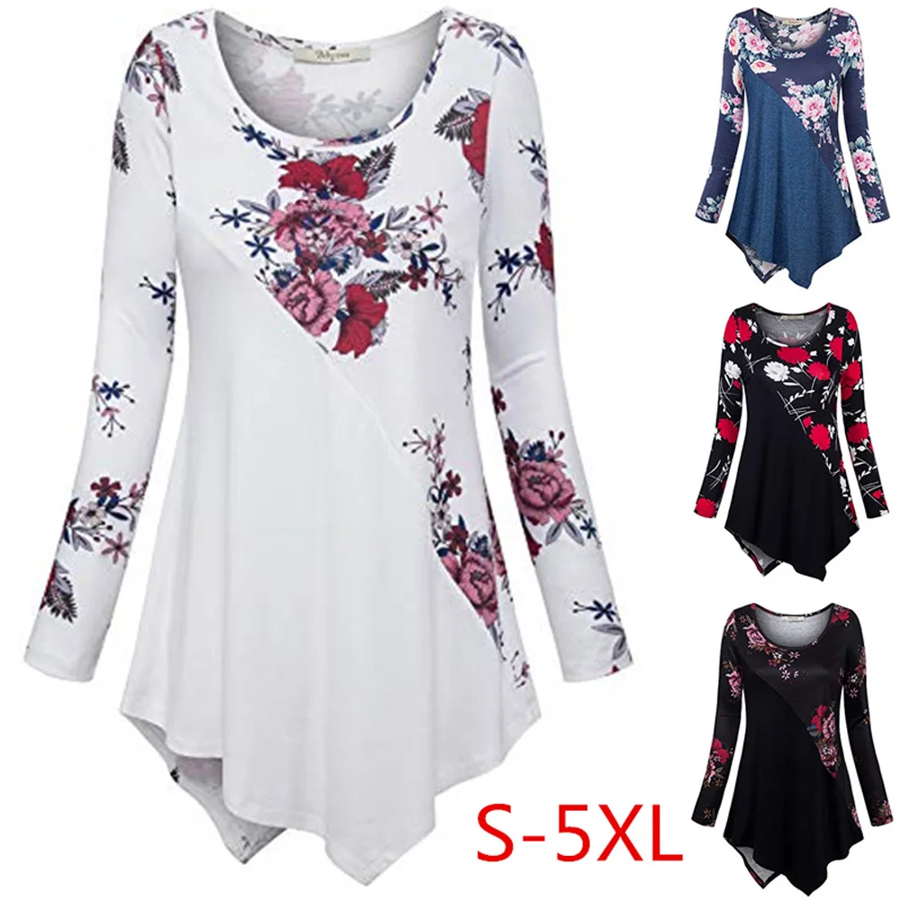 

Wipalo S-5XL Plus Size Autumn Winter Women Jacket Floral Print Casual Pullover O-Neck Long Sleeve Tops Elegant Women Clothing