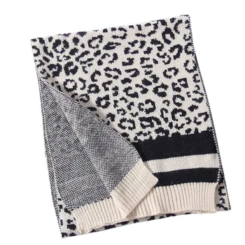 

2019 Europe and the United States New Leopard Scarf Winter Thick Wool Knitwear Women Autumn and Winter Warm Scarf