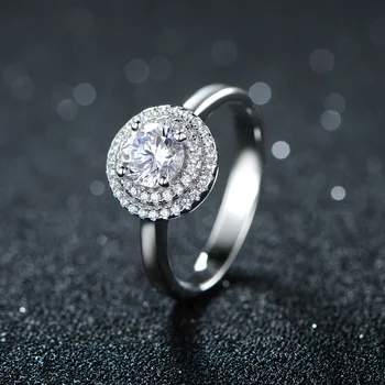 

YKD40 925 sterling silver ring double circle set with zircon ring