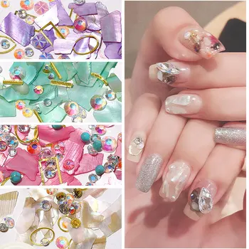 

1 Box Royal Glitter Shell Flakes Pearl Metal Nail Art Rhinestone Decoration 3D Irregular Beads Crystal Manicure Accessories Tool