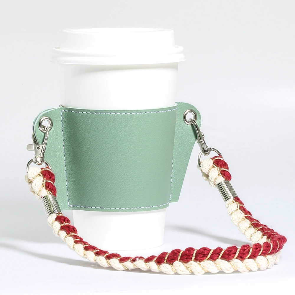Leather Cup Sleeves for Cold and Hot Drinks Reusable Tumbler Sleeve Cover with Strap Portable Beverage Carrier Holder | Дом и сад