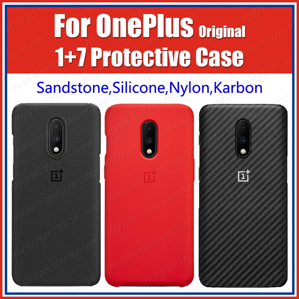 

1+7 Original Brand Oneplus 7 Case Karbon Half Sandstone Nylon Bumper Silicone Protective Cover