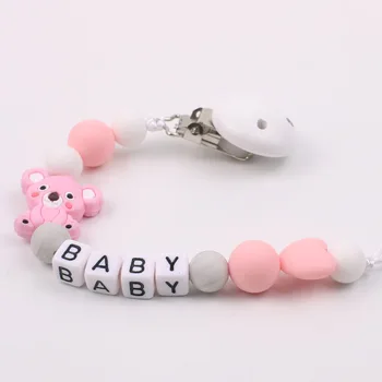 

Personalized Name Handmade Pacifier Clips Holder Chain Silicone Pacifier Chains lovely animals Baby Teether Teething Chain