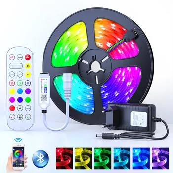 

LED Strip Light RGB Bluetooth Smart LED Strip Backlight NOWaterproof 5M 10M 15M RGB Strip 12V Power Supply RGB Tape Full Set