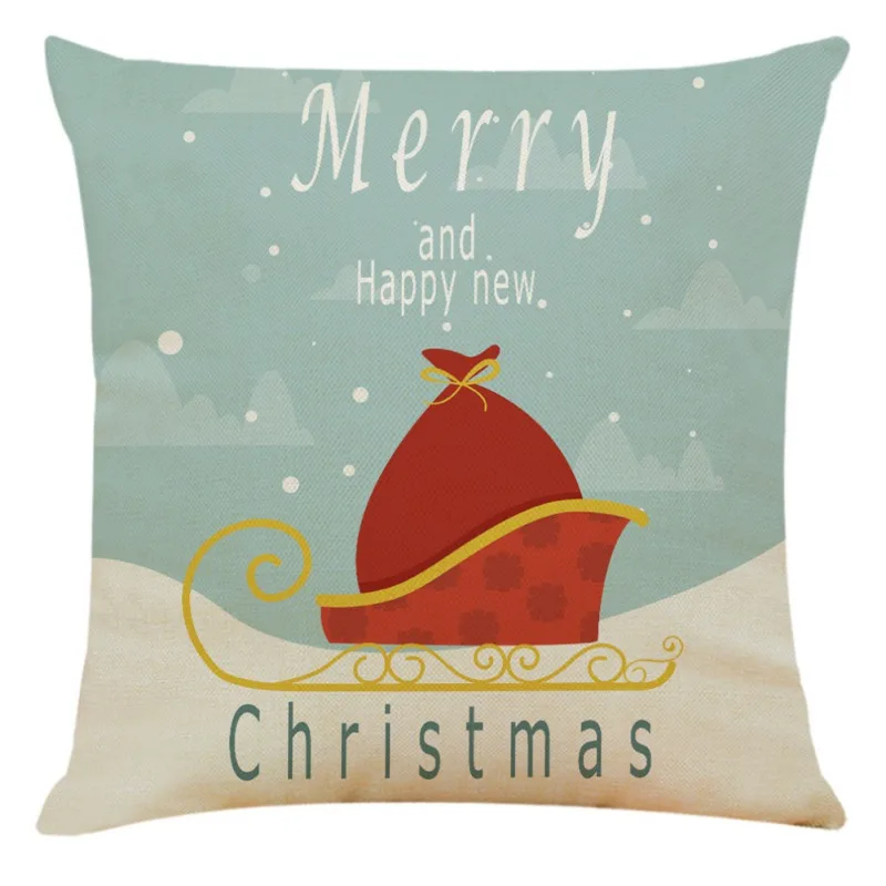 Мультяшная льняная Рождественская наволочка Санта Клауса лося 45x45 см с Рождеством декоративный чехол для подушки с принтом - Цвет: 0033E