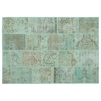 

Handmade Green Vintage Overdyed Patchwork Area Rug 160x230 Cm-5'3''X7'7''