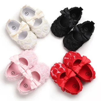 

Baby Shoes Toddler Infant First walkers Flower Girl Shoes Soft Sole Bowknot Single Shoes For Newborn
