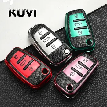 

Car Key Covers TPU Leather Key Case Fob Shell For AUDI A1 A4 A3 A6 TT Q3 Q7 S3 Full Protection Holder Car-Styling Accessories