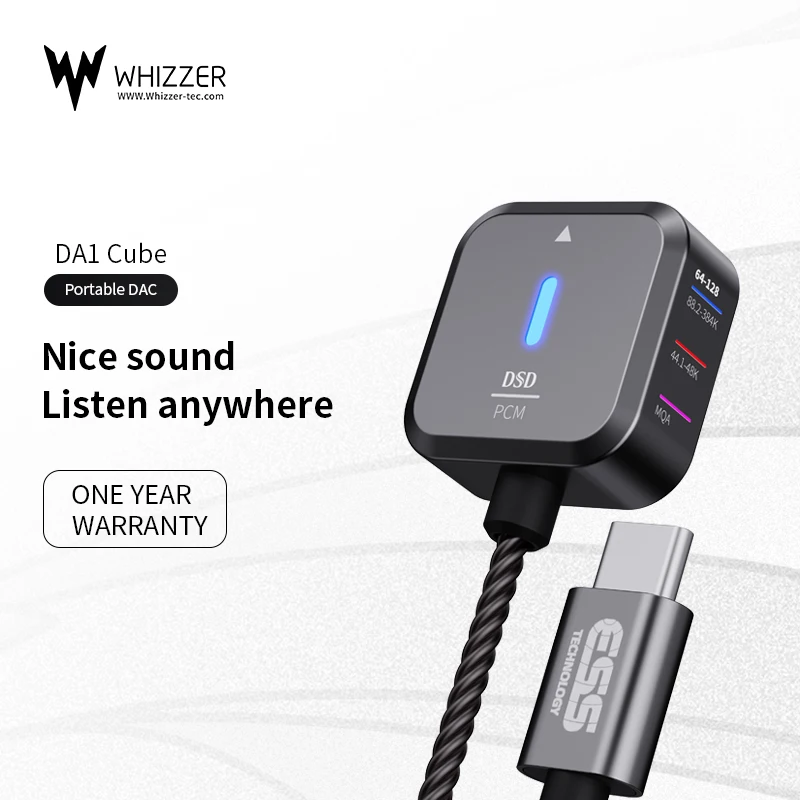 Портативный ЦАП Whizzer DA1 cube MQA HD USB Тип C до 3 5 мм декодирование аудио усилитель для