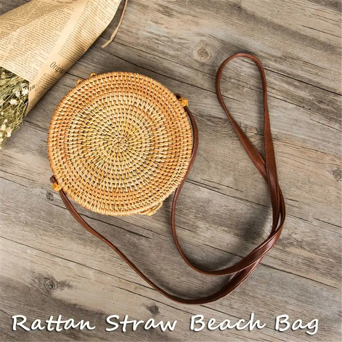 

Bali Island Bohemia Sea Beach Circle Hand Woven Round Rattan Straw Bags Travel