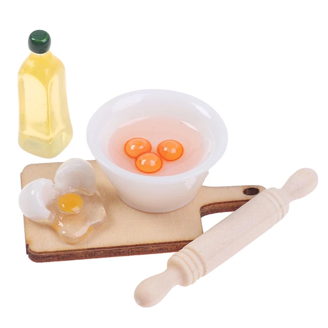 5Pcs/Set Cute Rolling Pin Egg Bowl Olive Oil Set Kitchen Accessories 1:12 Dollhouse Miniature 3