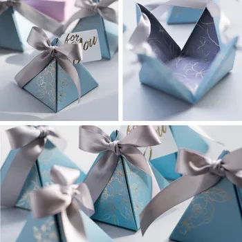 

20PCS New Triangular Pyramid Candy Dragees Box Wedding Favors and Gifts Boxes Chocolate Box Packaging Gift Boxes Party Supplies