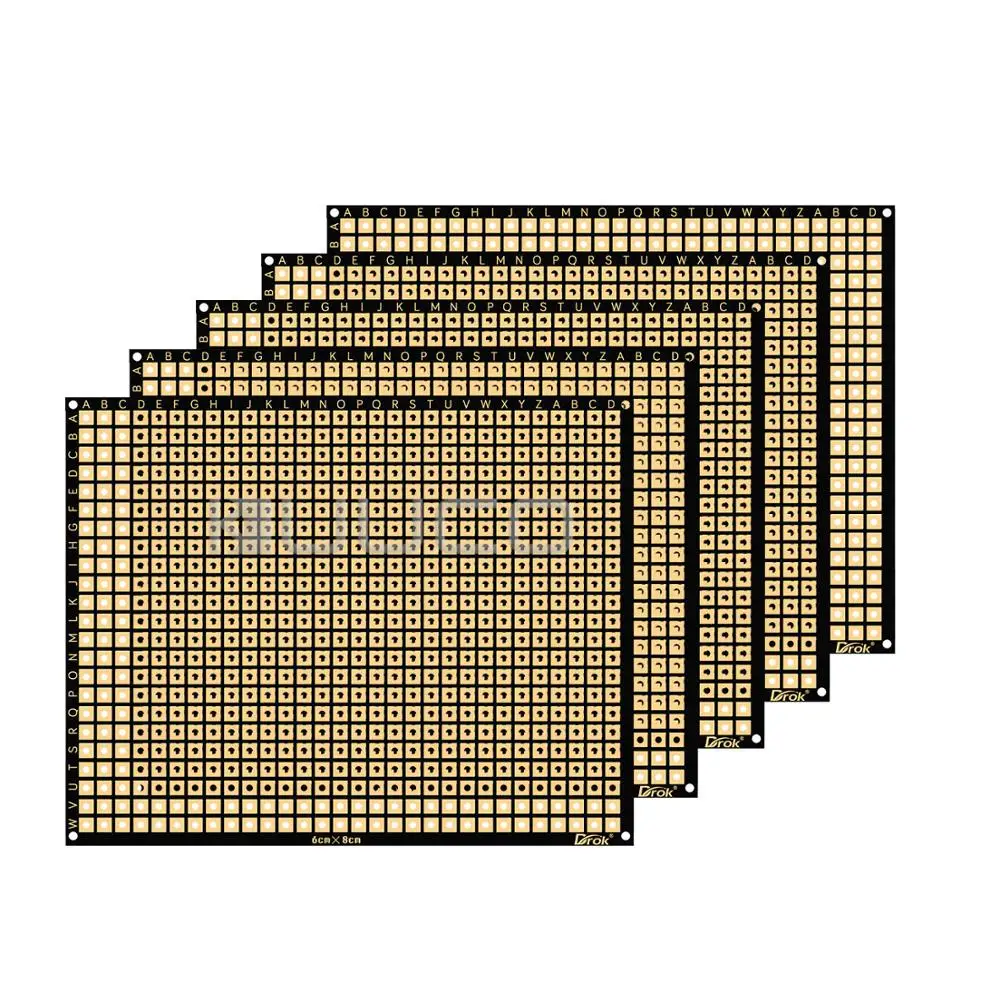

Drok 5-10pcs Prototype PCB Board 2.36x3.15inch Perf Breadboard Electronics Single-Sided Gold Plated Circuit Kit
