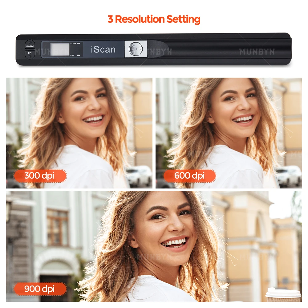 Portable Handheld Document Scanner with 16GB MicroSD Card Mini Pen Scanner Document & Image A4 Size 900DPI JPEG/PDF Format